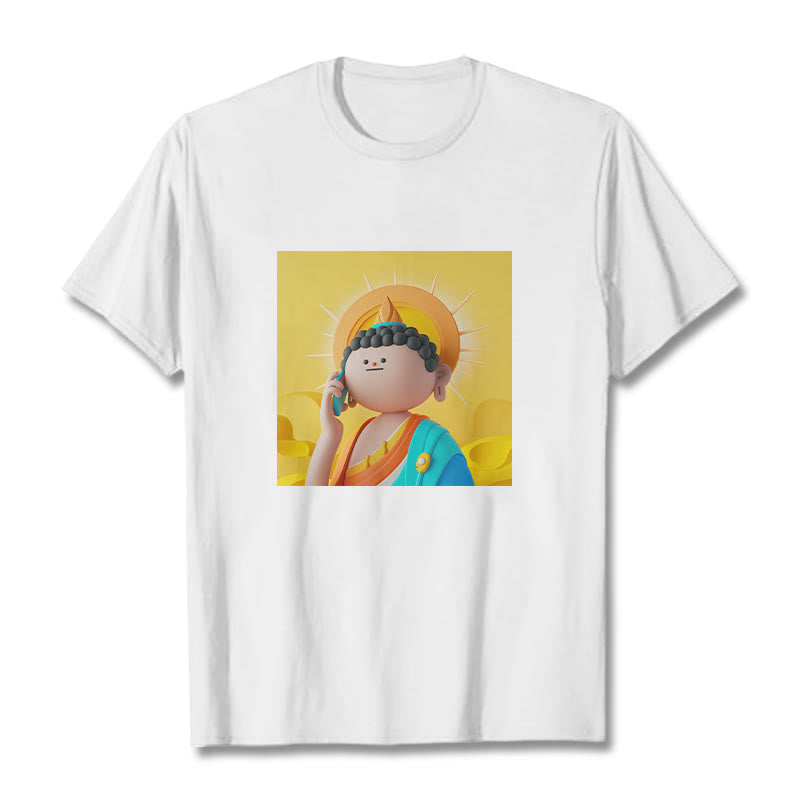 T-shirt Buddha Stones Bouddha décroche le téléphone - Blanc - 2XL - image 1