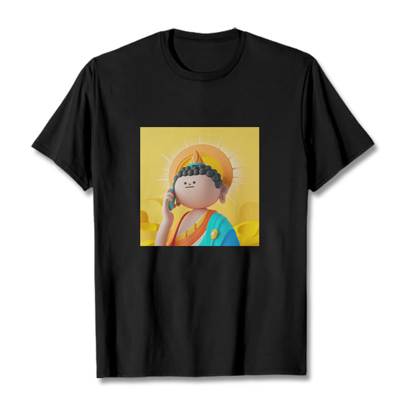 T-shirt Buddha Stones Bouddha décroche le téléphone - Noir - 2XL - image 4