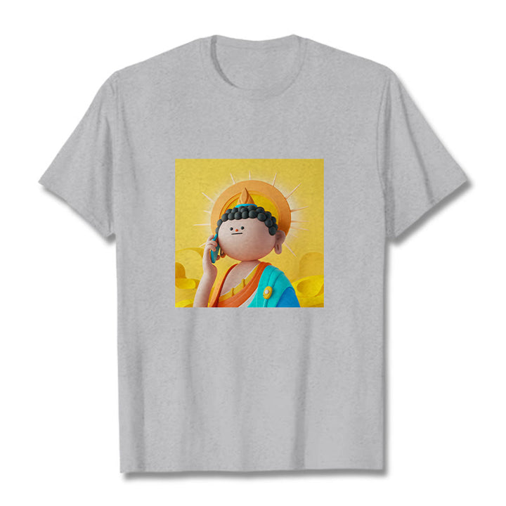 T-shirt Buddha Stones Bouddha décroche le téléphone - Gris clair - 2XL - image 19