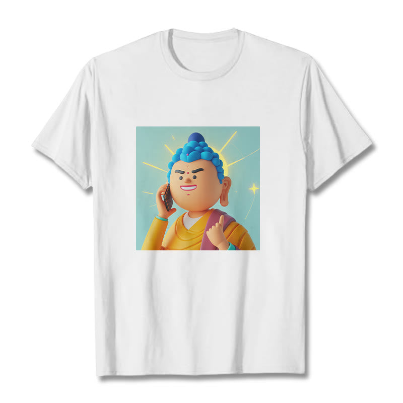 T-shirt drôle de dessin animé Buddha Stones - Blanc - 2XL - image 4