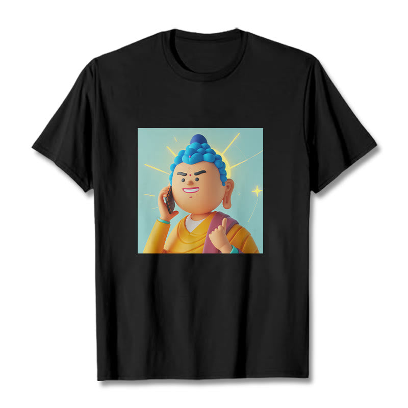 T-shirt drôle de dessin animé Buddha Stones - Noir - 2XL - image 7