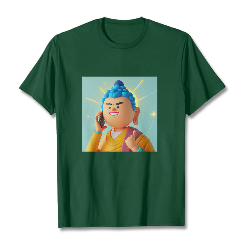 T-shirt drôle de dessin animé Buddha Stones - Forêt Verte - 2XL - image 2