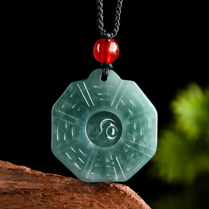 Collier pendentif de prospérité Feng Shui Bagua Yin Yang en Buddha Stones en jade naturel - Jade (Prospérité ♥ Abondance) - image 1