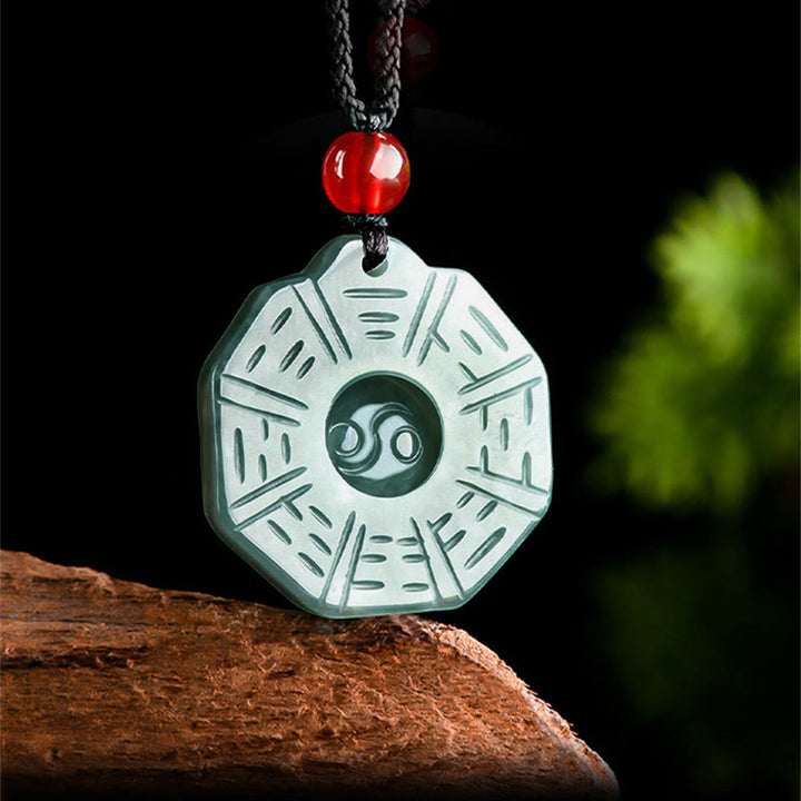 Collier pendentif de prospérité Feng Shui Bagua Yin Yang en Buddha Stones en jade naturel - image 3