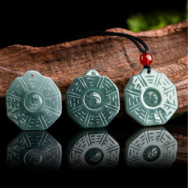 Collier pendentif de prospérité Feng Shui Bagua Yin Yang en Buddha Stones en jade naturel - image 6