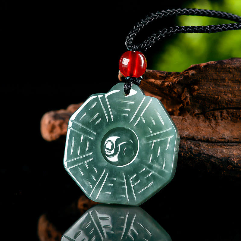 Collier pendentif de prospérité Feng Shui Bagua Yin Yang en Buddha Stones en jade naturel - image 2