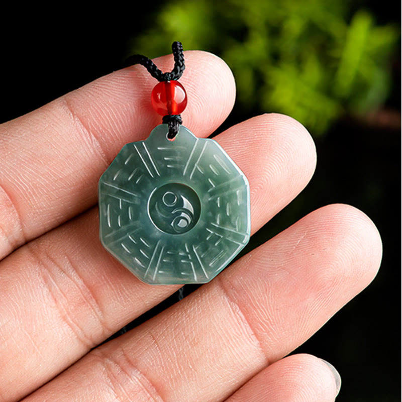 Collier pendentif de prospérité Feng Shui Bagua Yin Yang en Buddha Stones en jade naturel - image 5
