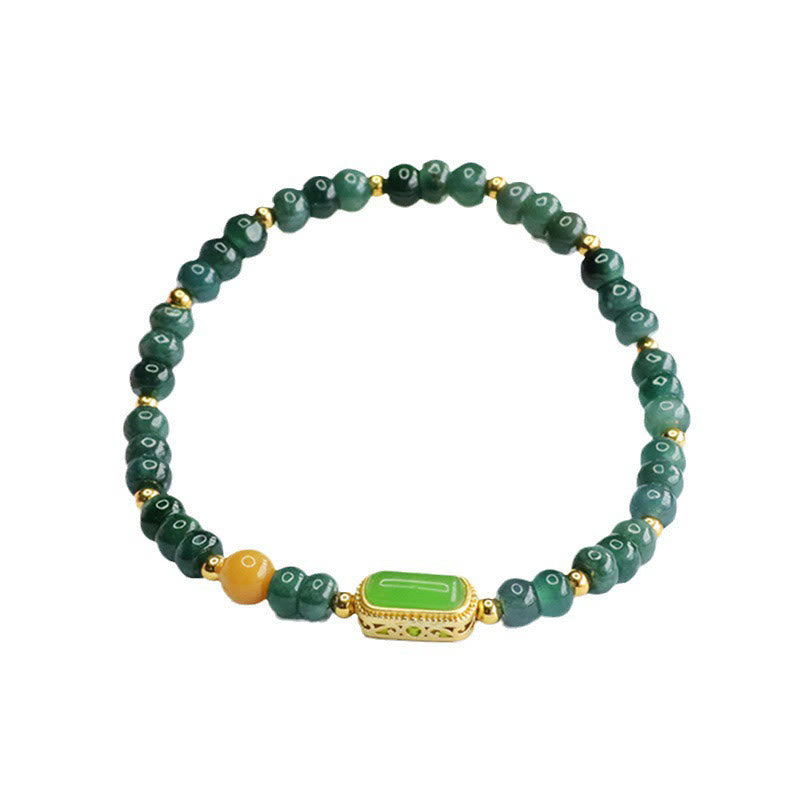 Bracelet porte-bonheur en jade vert naturel et topaze de Buddha Stones