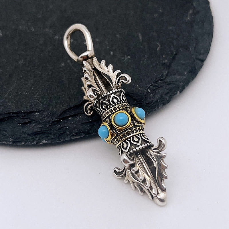 Collier pendentif en métal Buddha Stones et motif Vajra Dorje en cuivre pour porte-bonheur et richesse