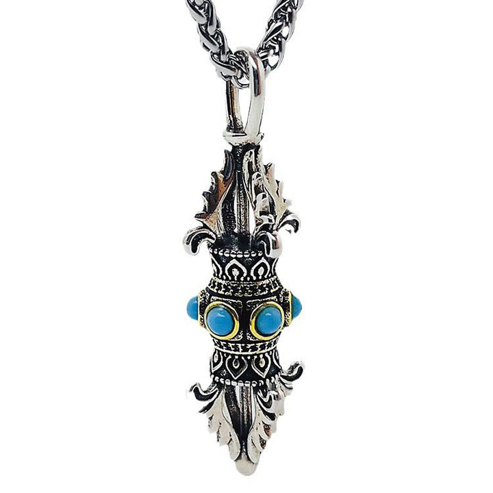 Collier pendentif en métal Buddha Stones et motif Vajra Dorje en cuivre pour porte-bonheur et richesse