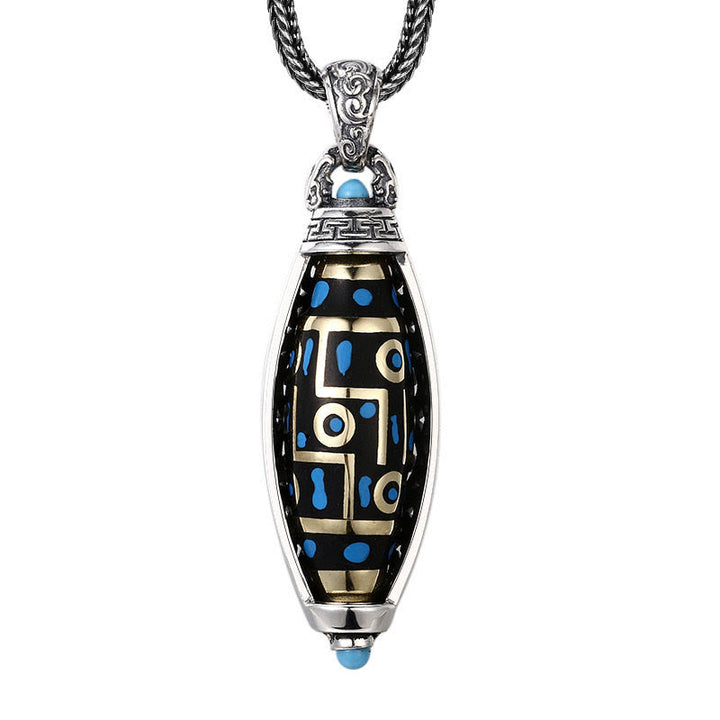Collier pendentif rotatif en Buddha Stones tibétaines Om Mani Padme Hum à neuf yeux Dzi Motif Paix Pureté - image 2