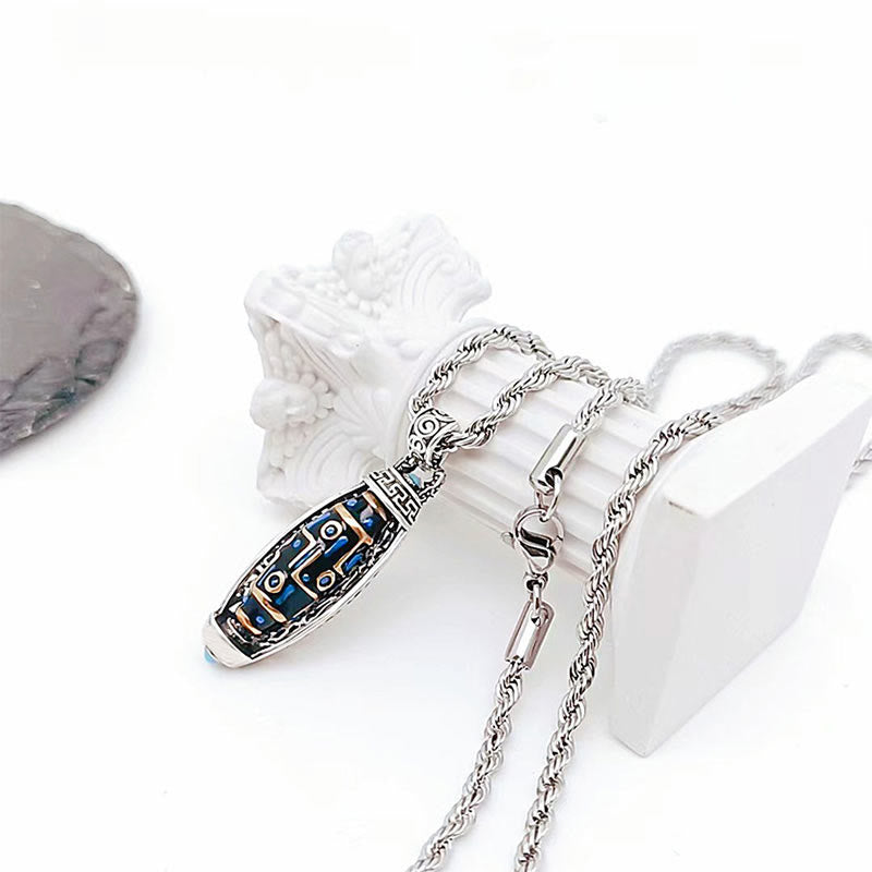 Collier pendentif rotatif en Buddha Stones tibétaines Om Mani Padme Hum à neuf yeux Dzi Motif Paix Pureté - image 8