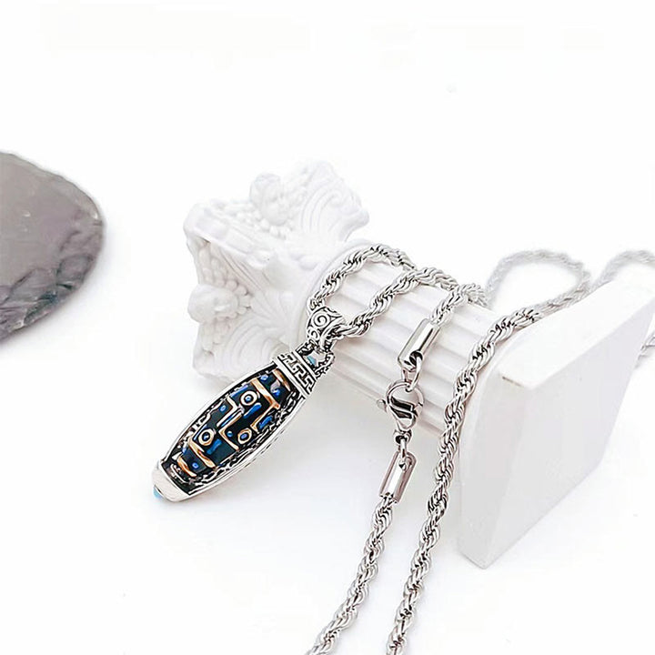 Collier pendentif rotatif en Buddha Stones tibétaines Om Mani Padme Hum à neuf yeux Dzi Motif Paix Pureté - image 8