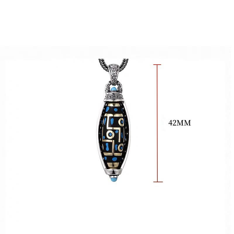 Collier pendentif rotatif en Buddha Stones tibétaines Om Mani Padme Hum à neuf yeux Dzi Motif Paix Pureté - image 10