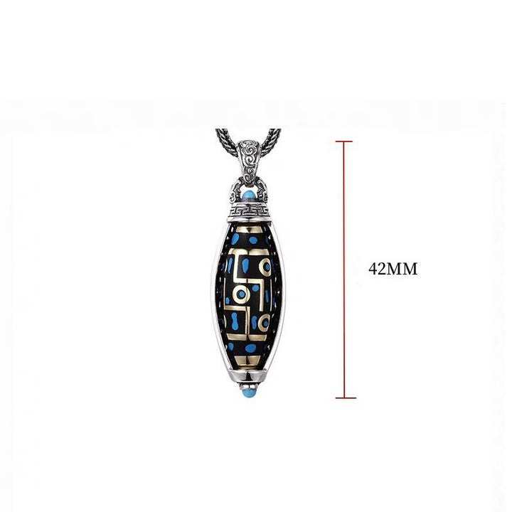 Collier pendentif rotatif en Buddha Stones tibétaines Om Mani Padme Hum à neuf yeux Dzi Motif Paix Pureté - image 10