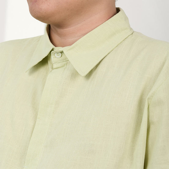 Chemise décontractée en coton et lin à manches courtes et boutons pour homme Buddha Stones - image 14