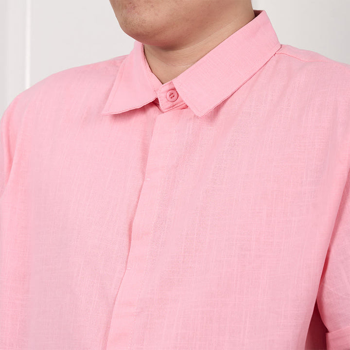 Chemise décontractée en coton et lin à manches courtes et boutons pour homme Buddha Stones - image 11