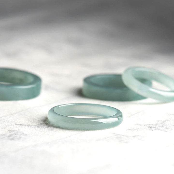 Bague de prospérité et de chance en jade naturel Buddha Stones
