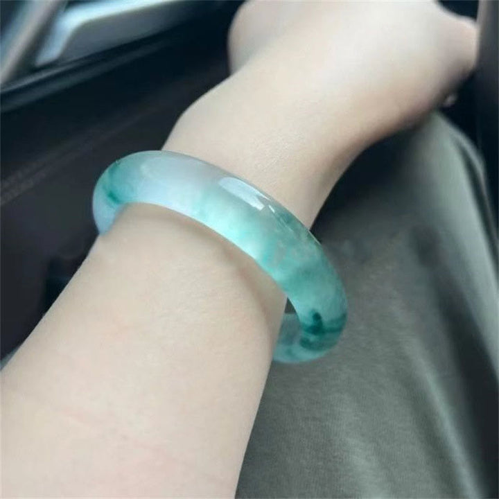 Bracelet porte-bonheur en jade naturel Buddha Stones et fleur flottante