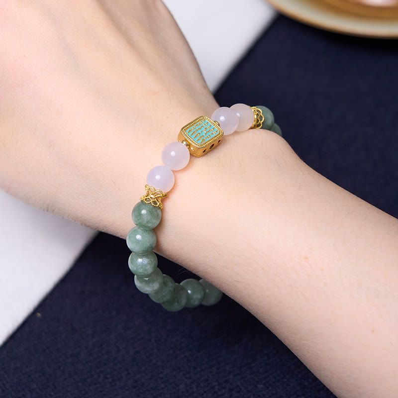 Les Buddha Stones favorisent les nouveaux départs Ensemble de bracelets en jade vert menthe