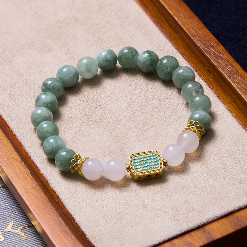 Les Buddha Stones favorisent les nouveaux départs Ensemble de bracelets en jade vert menthe