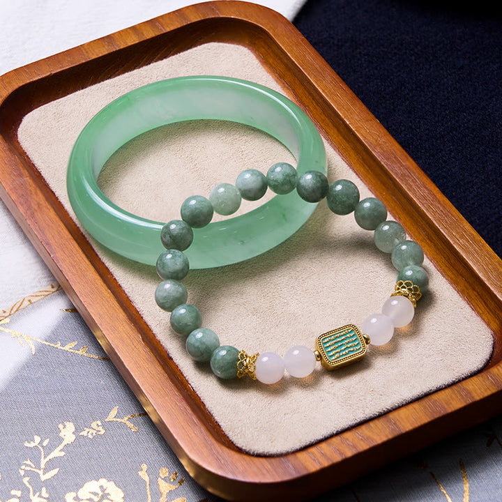 Les Buddha Stones favorisent les nouveaux départs Ensemble de bracelets en jade vert menthe