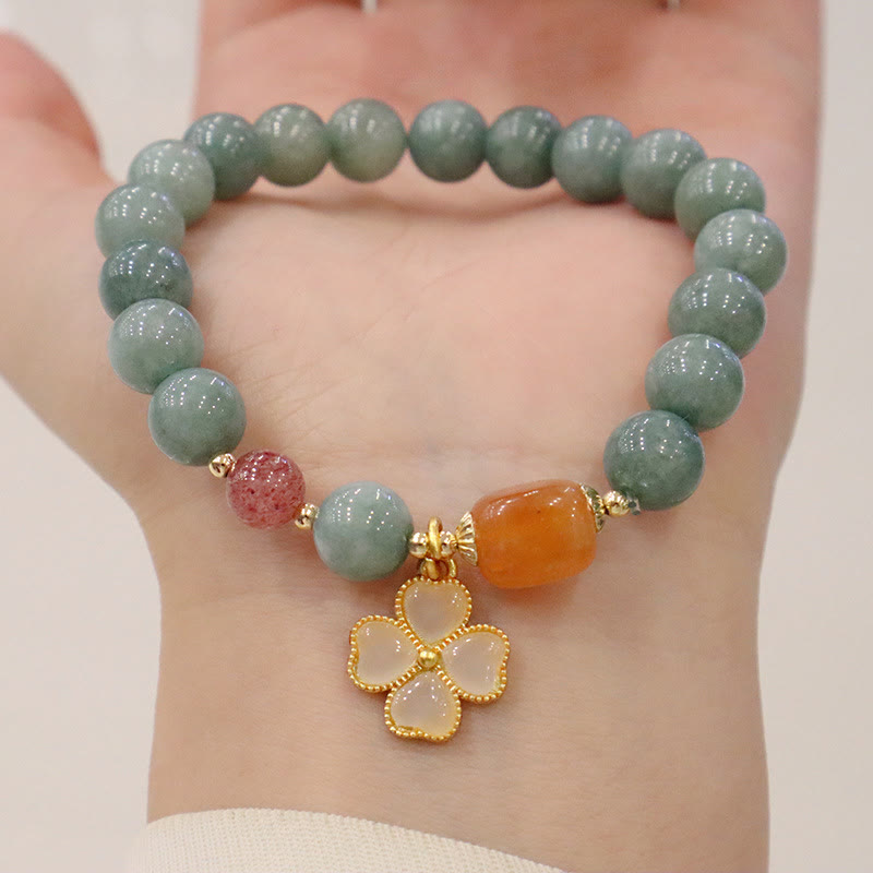 Lot de bracelets en jade vert Buddha Stones porte-bonheur