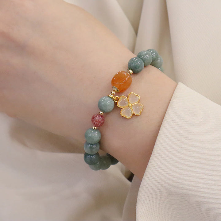 Lot de bracelets en jade vert Buddha Stones porte-bonheur