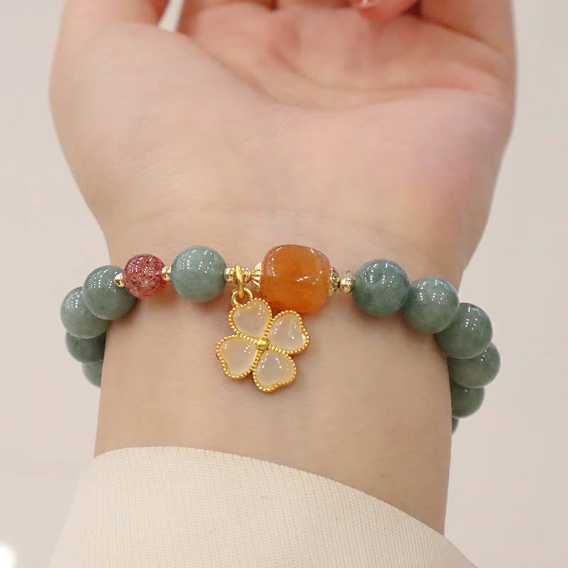 Lot de bracelets en jade vert Buddha Stones porte-bonheur
