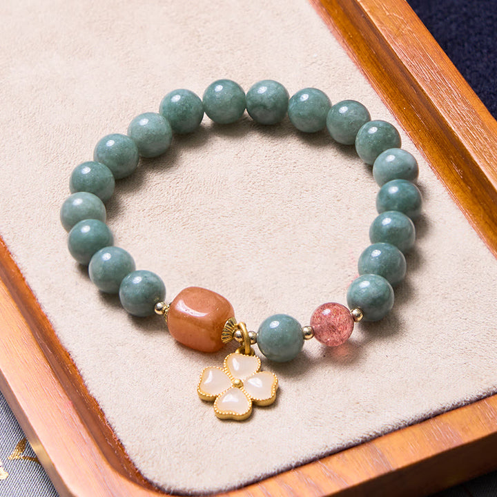 Lot de bracelets en jade vert Buddha Stones porte-bonheur
