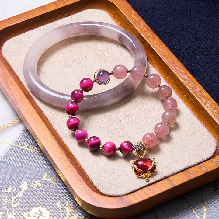 Les Buddha Stones améliorent le bonheur et la joie Ensemble de bracelets violets