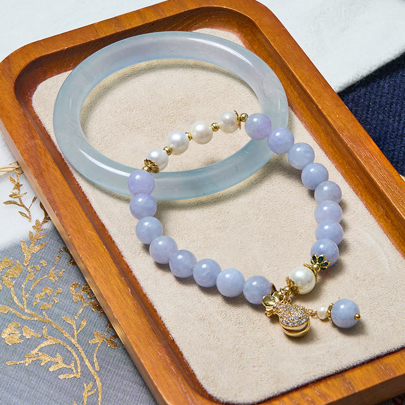 Buddha Stones pour la paix intérieure et le soulagement du stress, bracelet en jade bleu aigue-marine - Bracelet et jonc 64-66 mm - image 0