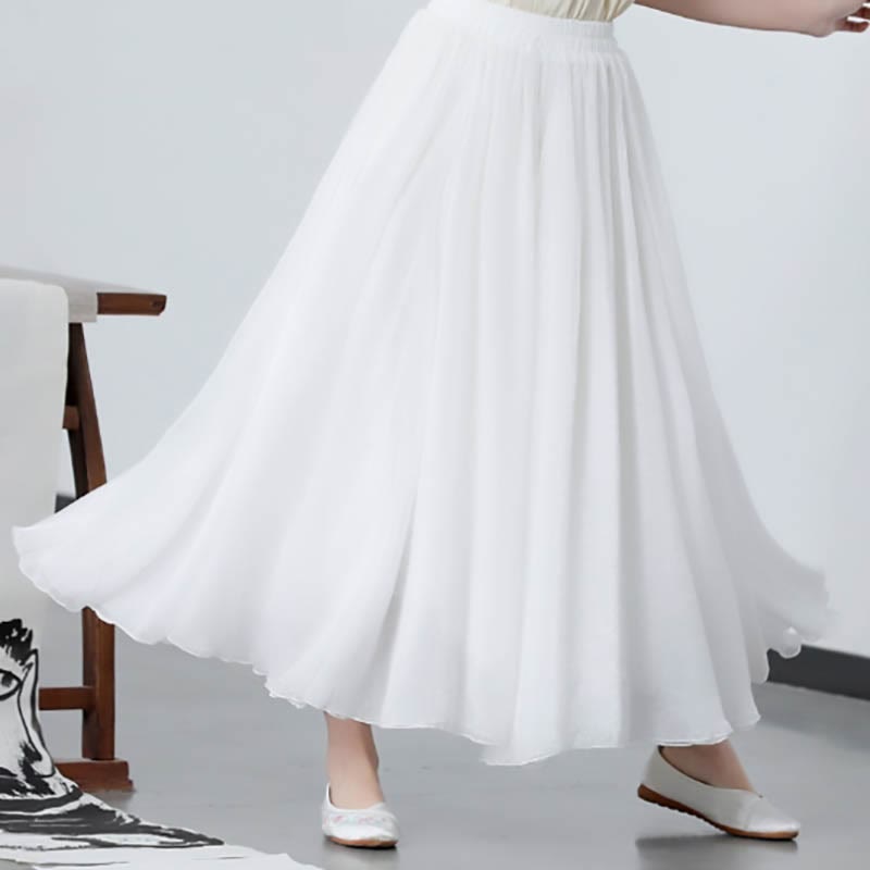 Ensemble 2 pièces Buddha Stones Fleur Manches Trois-Quarts Robe Midi Jupe Mousseline Zen Vêtements Femme - Jupe - 2XL(Convient aux tailles US 6 ; UK/AU 10 ; EU 38) - image 6