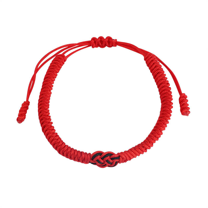 Bracelet tibétain en corde avec protection et nœud chinois porte-bonheur, lot de 2 Buddha Stones