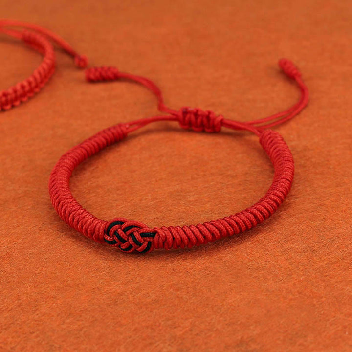 Bracelet tibétain en corde avec protection et nœud chinois porte-bonheur, lot de 2 Buddha Stones