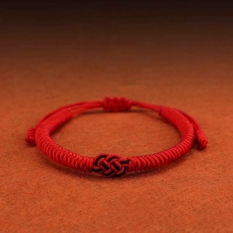 Bracelet tibétain en corde avec protection et nœud chinois porte-bonheur, lot de 2 Buddha Stones