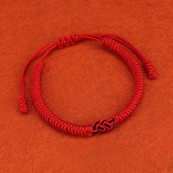 Bracelet tibétain en corde avec protection et nœud chinois porte-bonheur, lot de 2 Buddha Stones