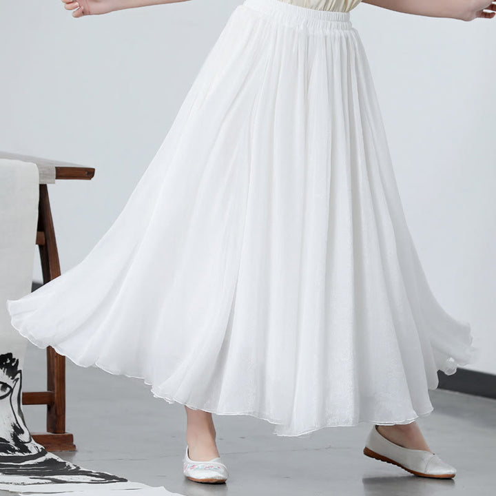 Ensemble de 2 pièces pour femme avec robe mi-longue et jupe en mousseline de soie et motif pivoine Buddha Stones - Jupe - 2XL(convient pour US6 ; UK/AU10 ; EU38) - image 6