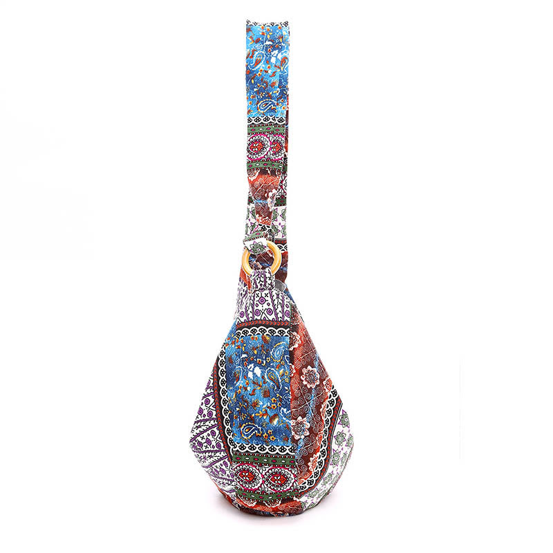 Sac à bandoulière en coton à rayures avec imprimé Buddha Stones