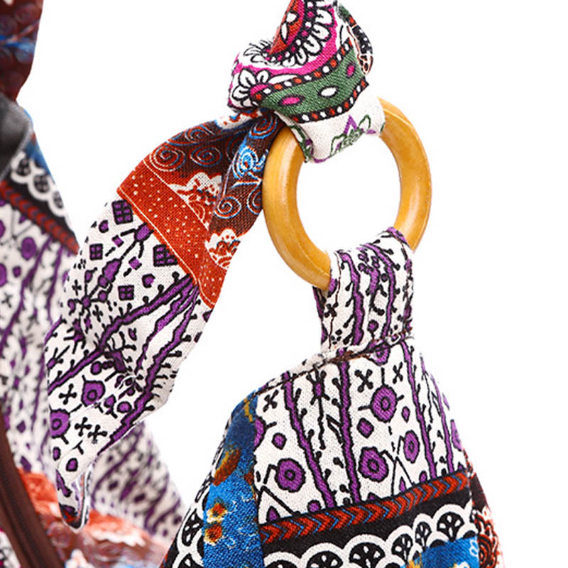 Sac à bandoulière en coton à rayures avec imprimé Buddha Stones