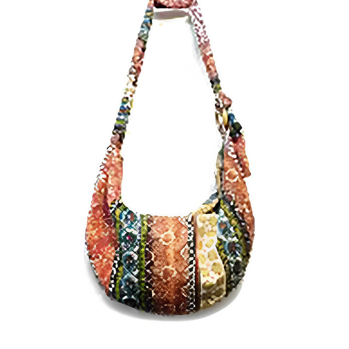 Sac à bandoulière en coton à rayures avec imprimé Buddha Stones
