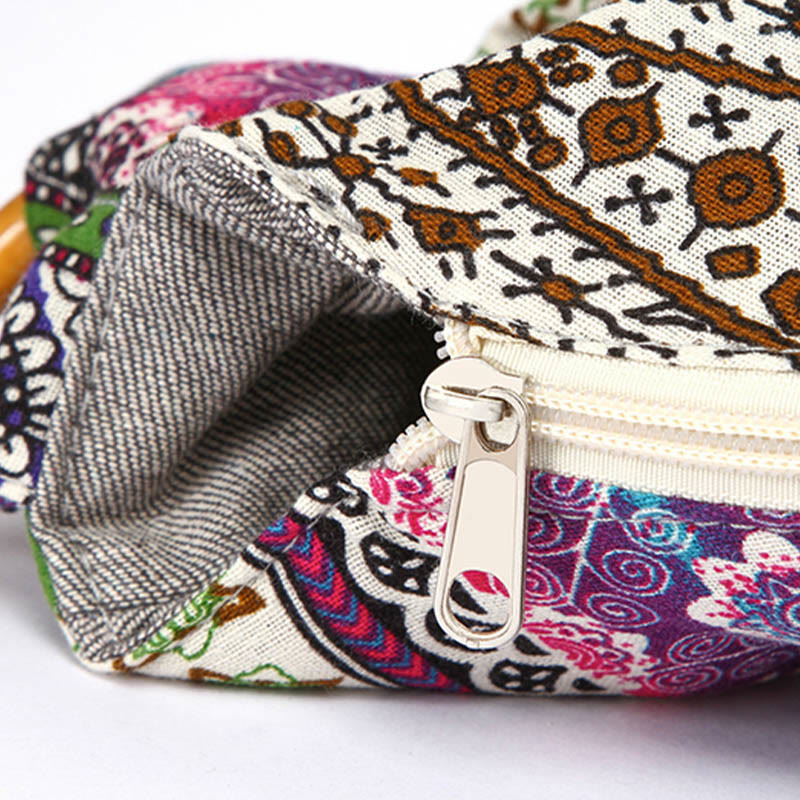 Sac à bandoulière en coton à rayures avec imprimé Buddha Stones