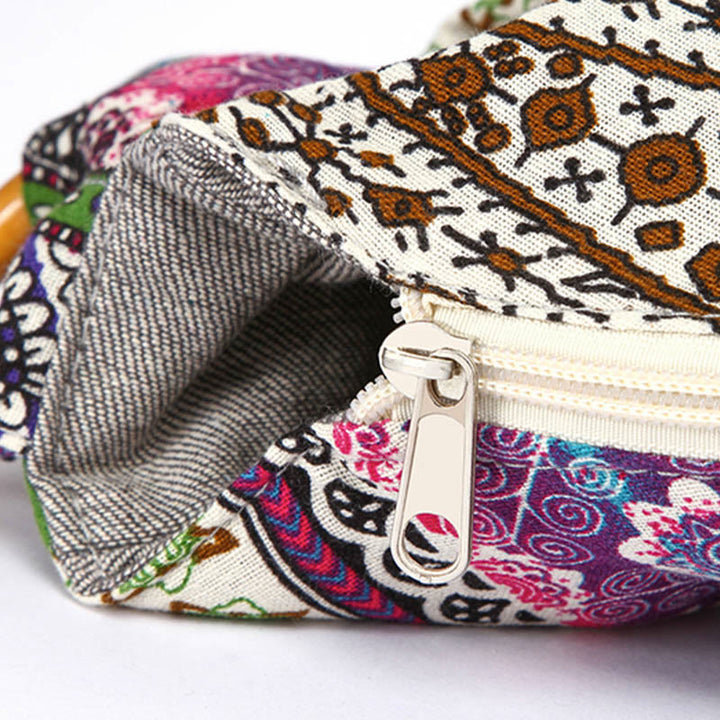Sac à bandoulière en coton à rayures avec imprimé Buddha Stones