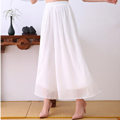 Ensemble 2 pièces Buddha Stones Fleur de Lotus Cheongsam Robe Midi Pantalon Large Mousseline de Soie Zen Femme - Pantalon - US12，UK/AU16，EU44 (2XL)  - image 6