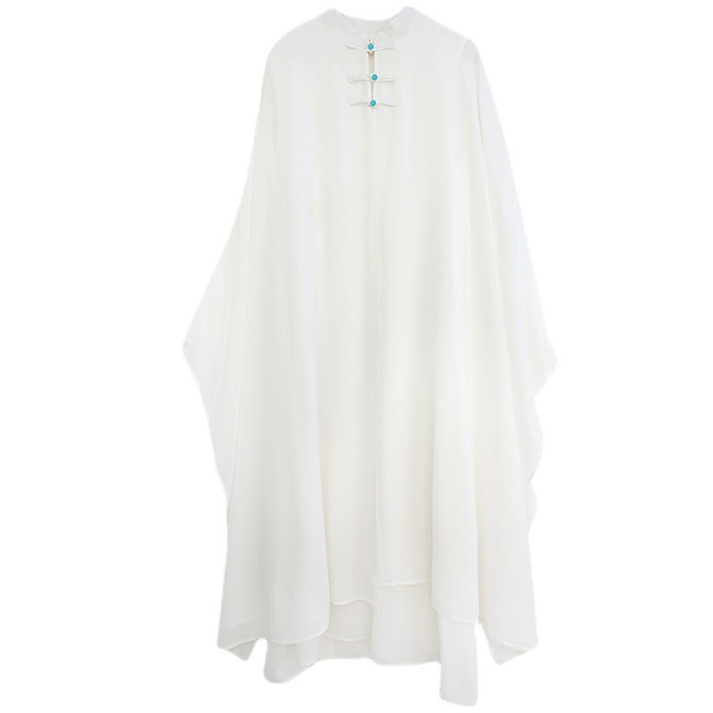 Buddha Stones 2Pcs Grenouille Boutonnée Manches Longues Robe Midi Pantalon Large Mousseline Zen Ensemble Femme - image 15