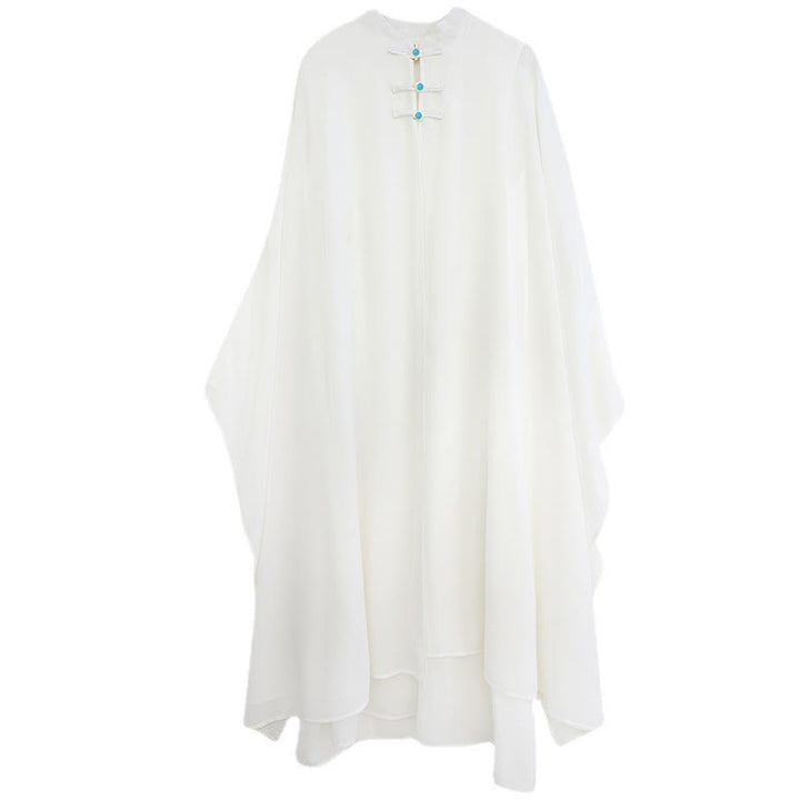 Buddha Stones 2Pcs Grenouille Boutonnée Manches Longues Robe Midi Pantalon Large Mousseline Zen Ensemble Femme - image 15