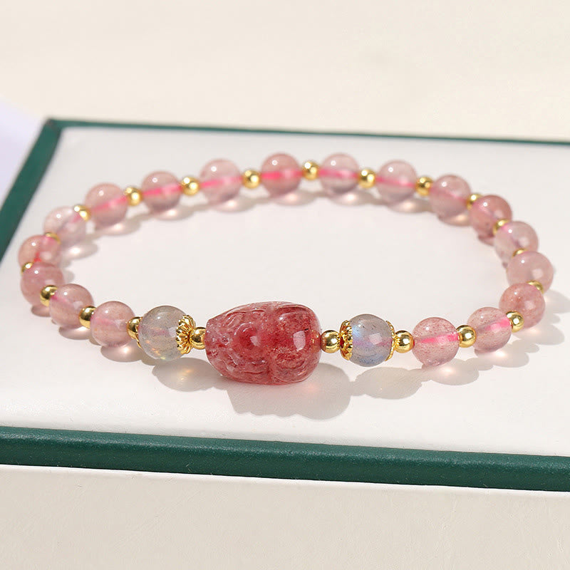 Bracelet de guérison PiXiu en pierre de Buddha Stones et tourmaline