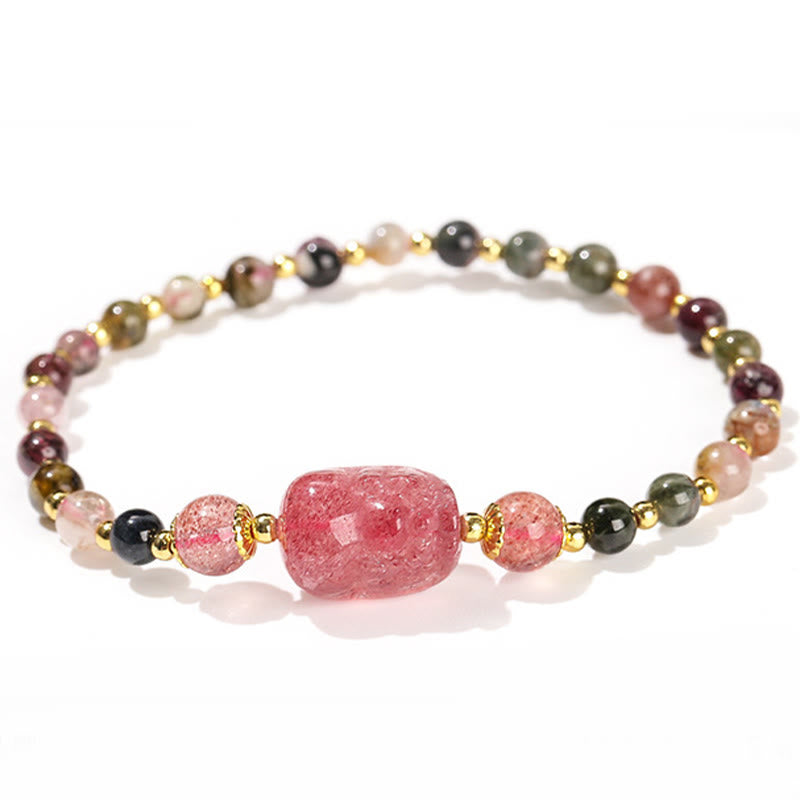 Bracelet de guérison PiXiu en pierre de Buddha Stones et tourmaline