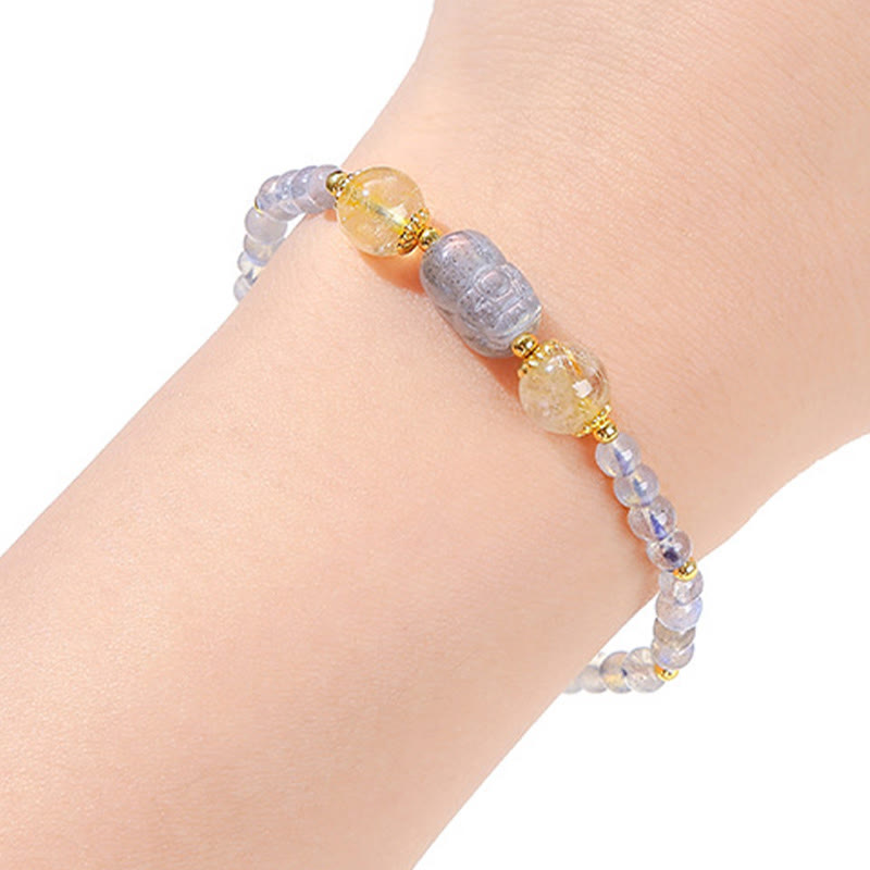 Bracelet de guérison PiXiu en pierre de Buddha Stones et tourmaline