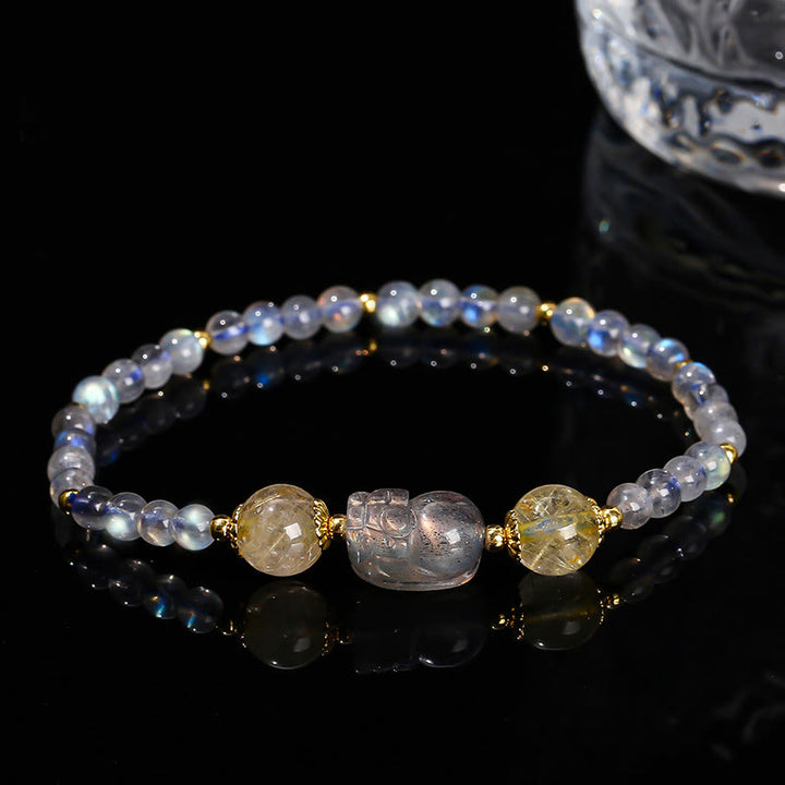 Bracelet de guérison PiXiu en pierre de Buddha Stones et tourmaline
